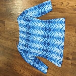 Tart Blue Geometric Tie Dye Square Neck Top GGG